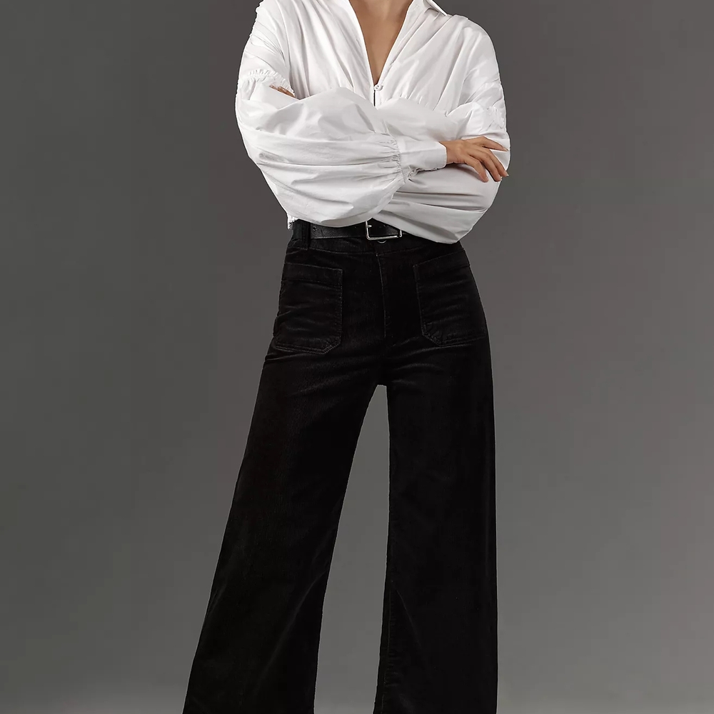 The Colette Cropped Wide-Leg Pants by Maeve: Corduroy Edition